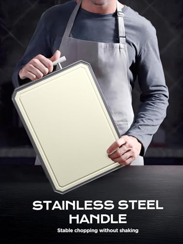 Smart Home SNOWCLAD Stainless Steel Cutting Board,Double Sided Steel Bread Boards Kit
