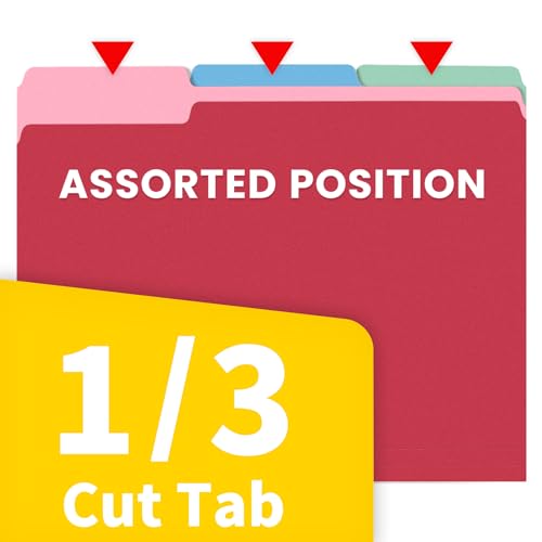 Modern SUNEE File Folders Letter Size Assorted Colors, for Daily Use