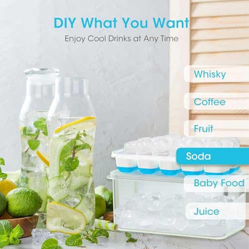 Eco-Friendly Ice Cube Tray with Lid and Bin - 4 for Daily Use